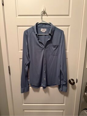 Ministry of Supply Blue Long-Sleeve Button-Up Shirt